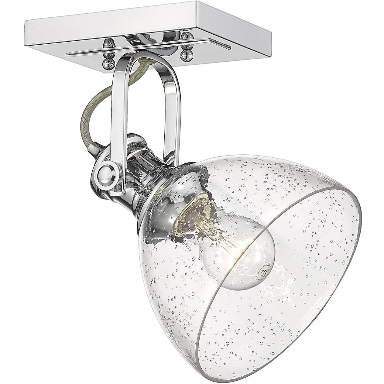 Yep Hines 1 Light 6.88 inch Chrome Semi-Flush Mount Ceiling Light in Seeded Glass, Damp