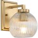 Yep Elliott Vanity Wall Light in Brushed Champagne Brass, Ribbed