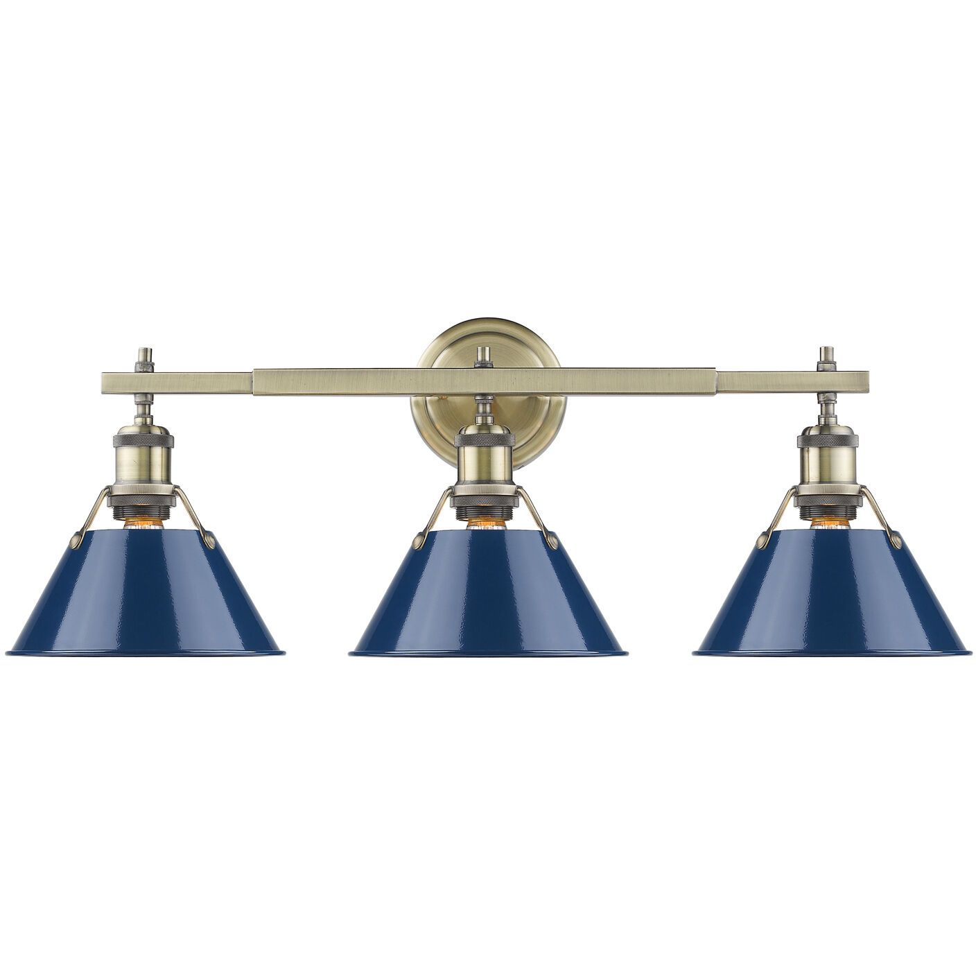 Yep Orwell Vanity Wall Light in Aged Brass, Navy