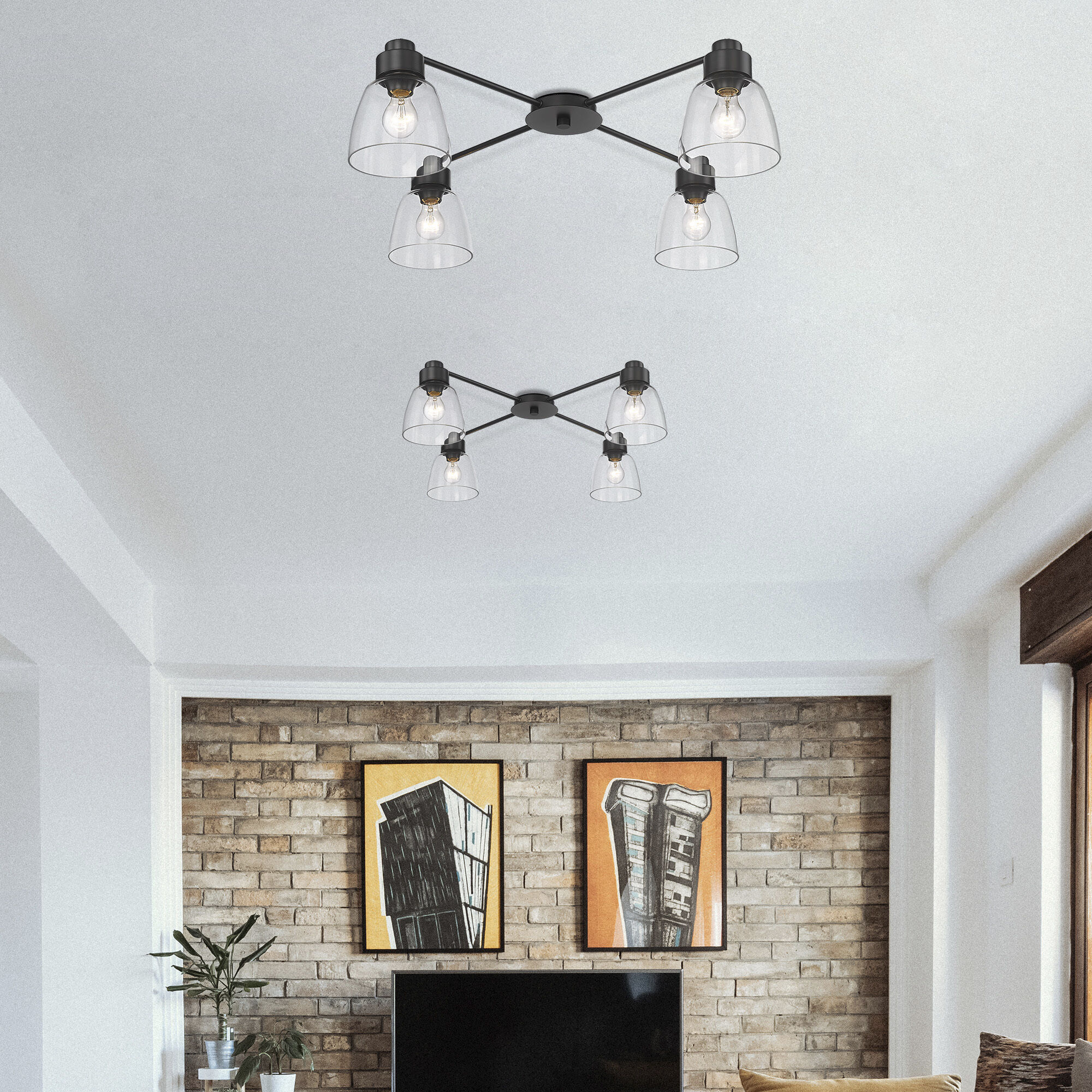 Remy 4 Light 35.88 inch Matte Black Flush Mount Ceiling Light