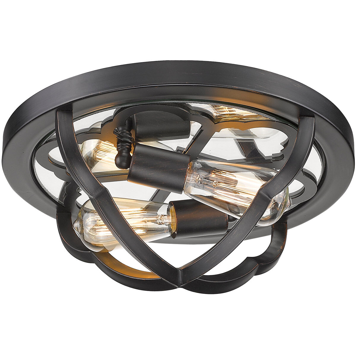 Saxon 2 Light 14 inch Aged Bronze Flush Mount Ceiling Light