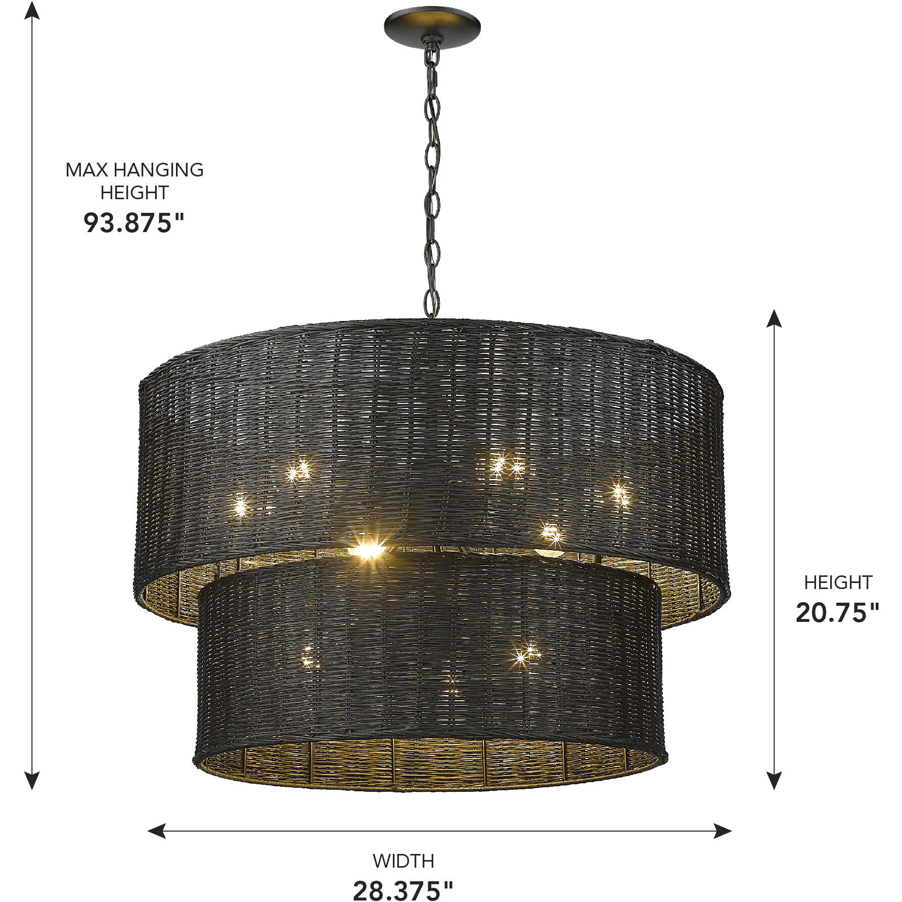 Erma 28.38 inch 60.00 watt Matte Black Chandelier Ceiling Light