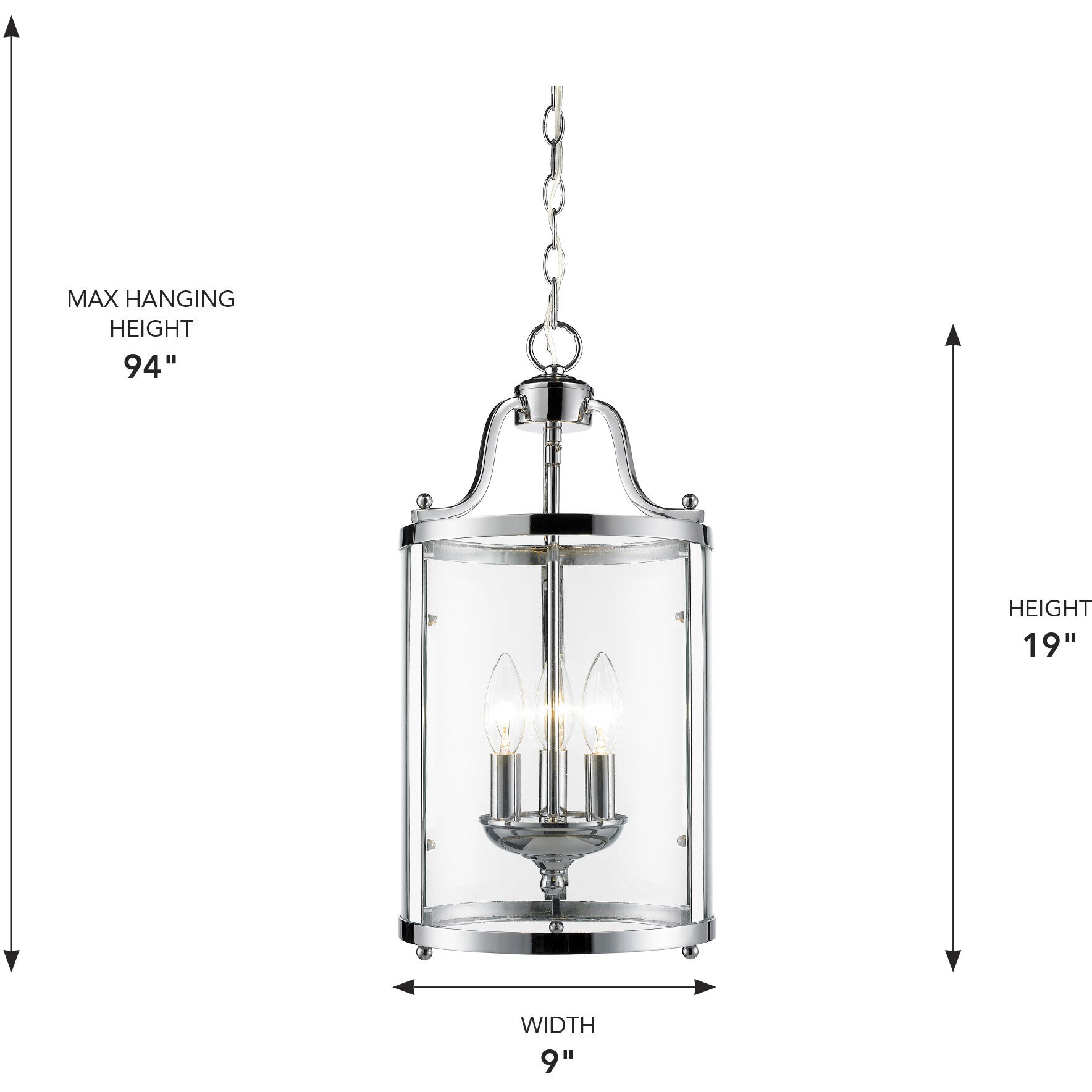 Payton Pendant Ceiling Light in Chrome, Caged