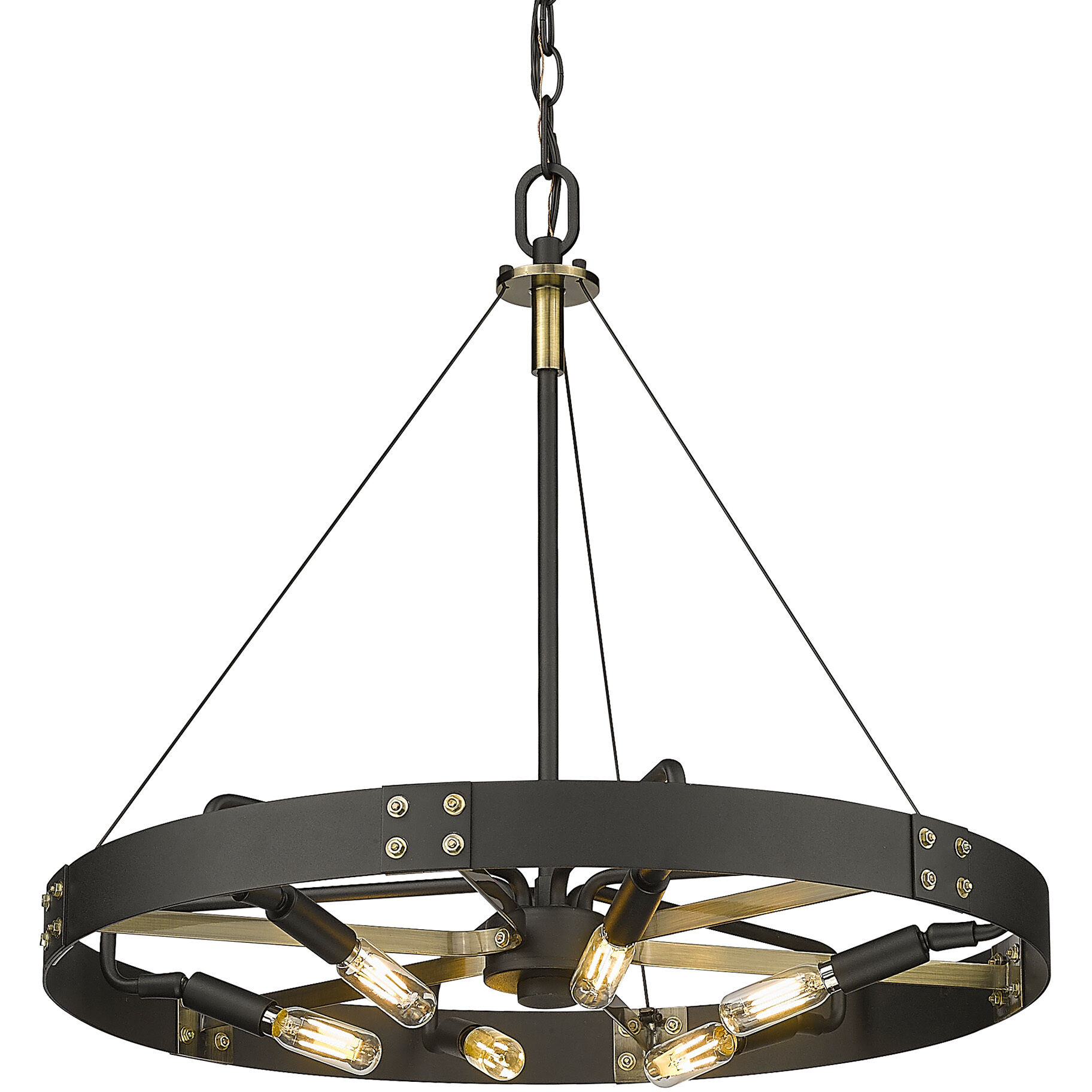 Vaughn Pendant Ceiling Light in Natural Black/Aged Brass, Medium