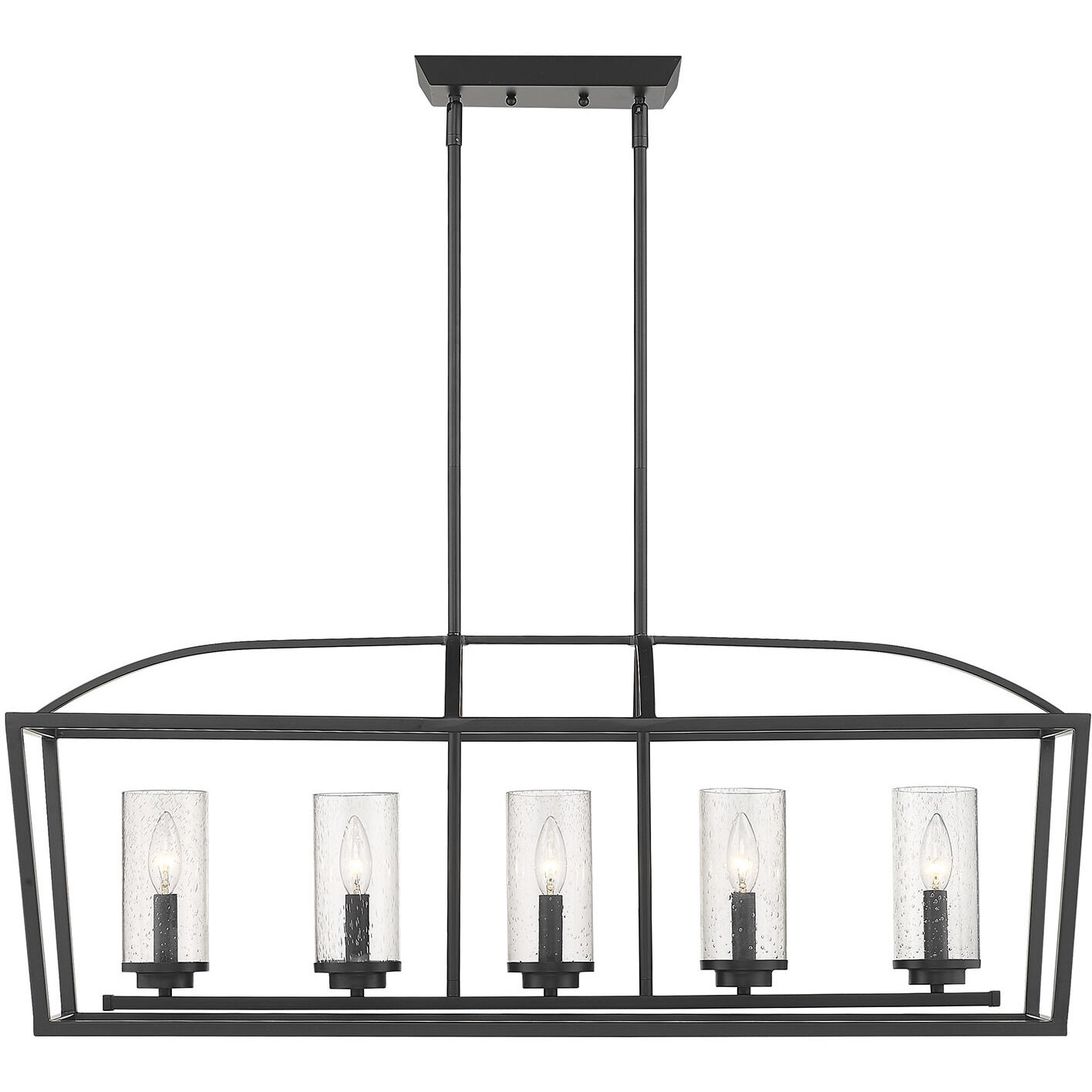 Mercer Island Light Ceiling Light in Seeded Glass, Matte Black/Matte Black