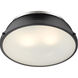 Duncan 2 Light 14 inch Pewter Flush Mount Ceiling Light in Matte Black, Damp