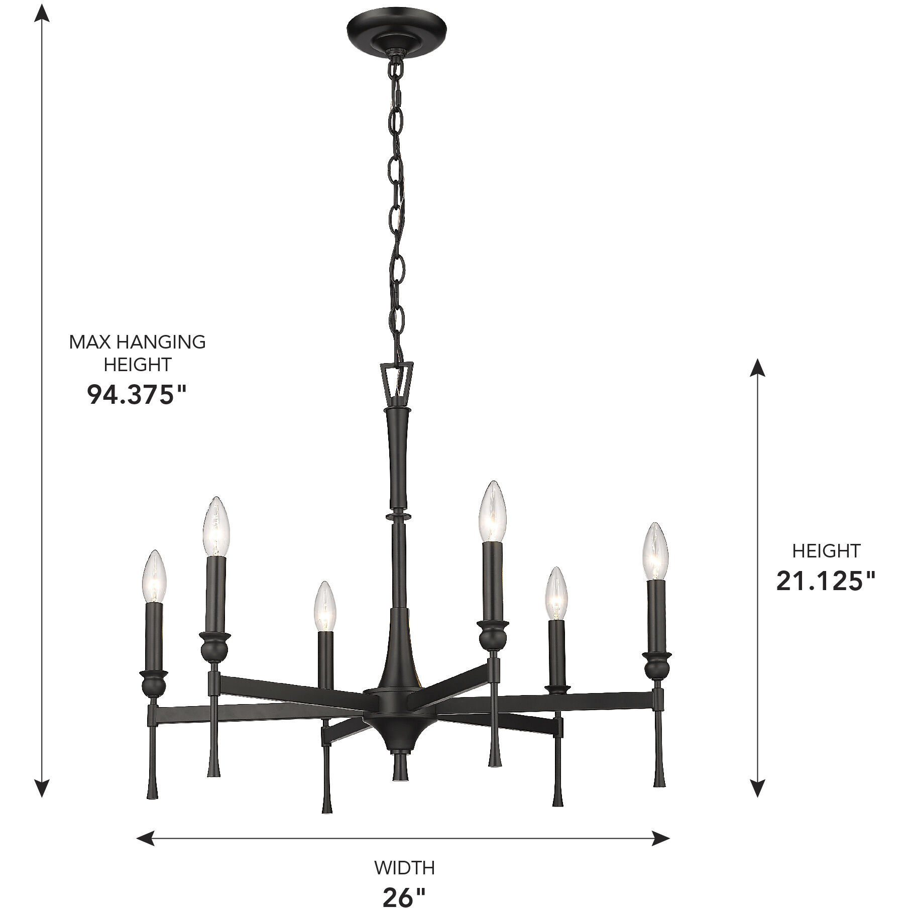 Landon 26 inch 60.00 watt Matte Black Chandelier Ceiling Light