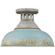 Kinsley 1 Light 14 inch Aged Galvanized Steel Semi-Flush Mount Ceiling Light in Antique Teal