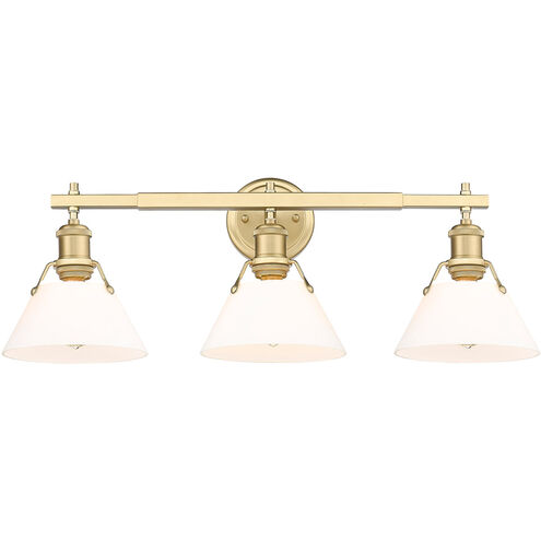 Orwell 3 Light 27 inch Brushed Champagne Bronze Bath Vanity Wall Light in Opal Glass