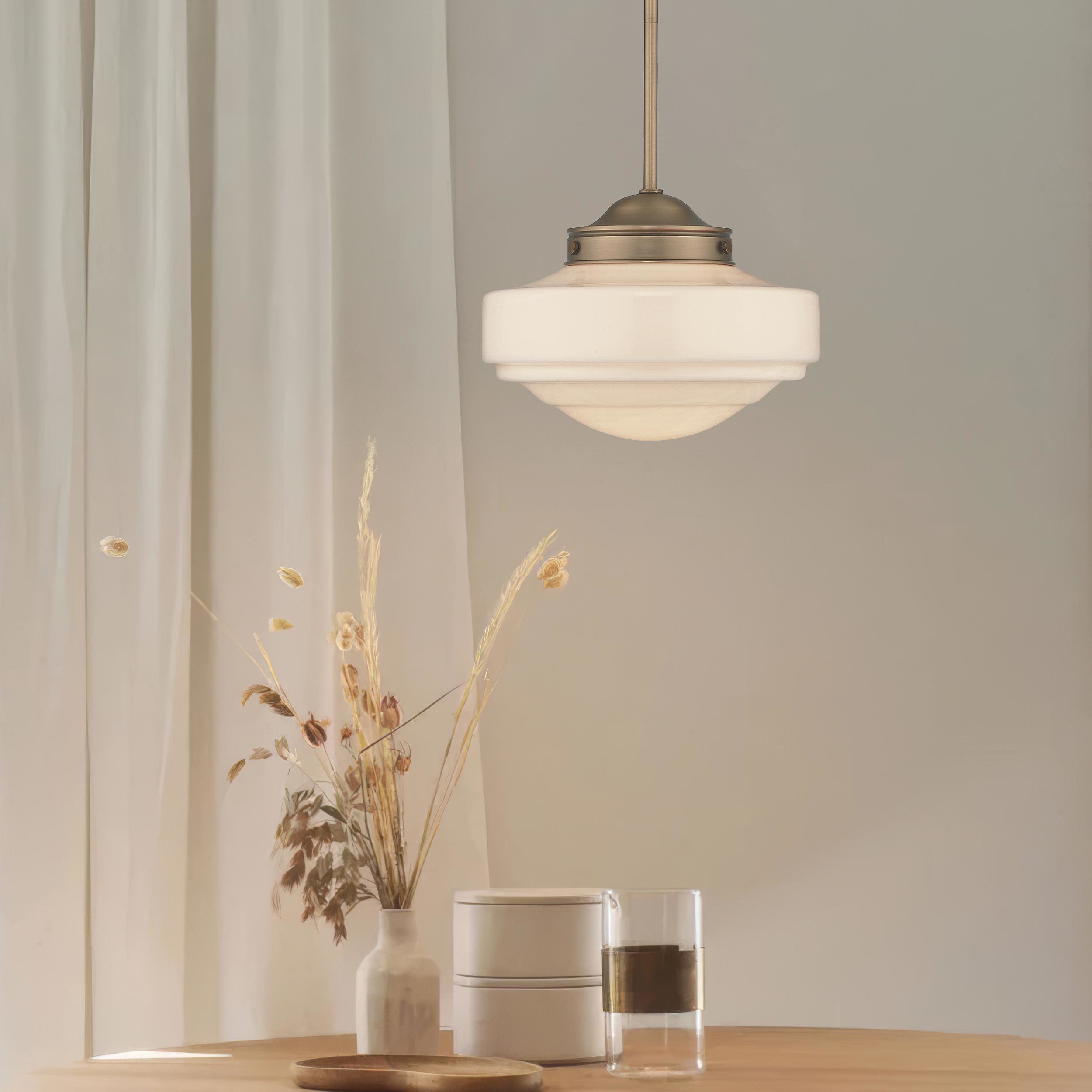 Ingalls Pendant Ceiling Light in Vintage Milk Glass, Modern Brass, Medium