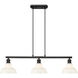 Carver 3 Light 35.5 inch Matte Black Linear Pendant Ceiling Light in Vintage Milk Glass