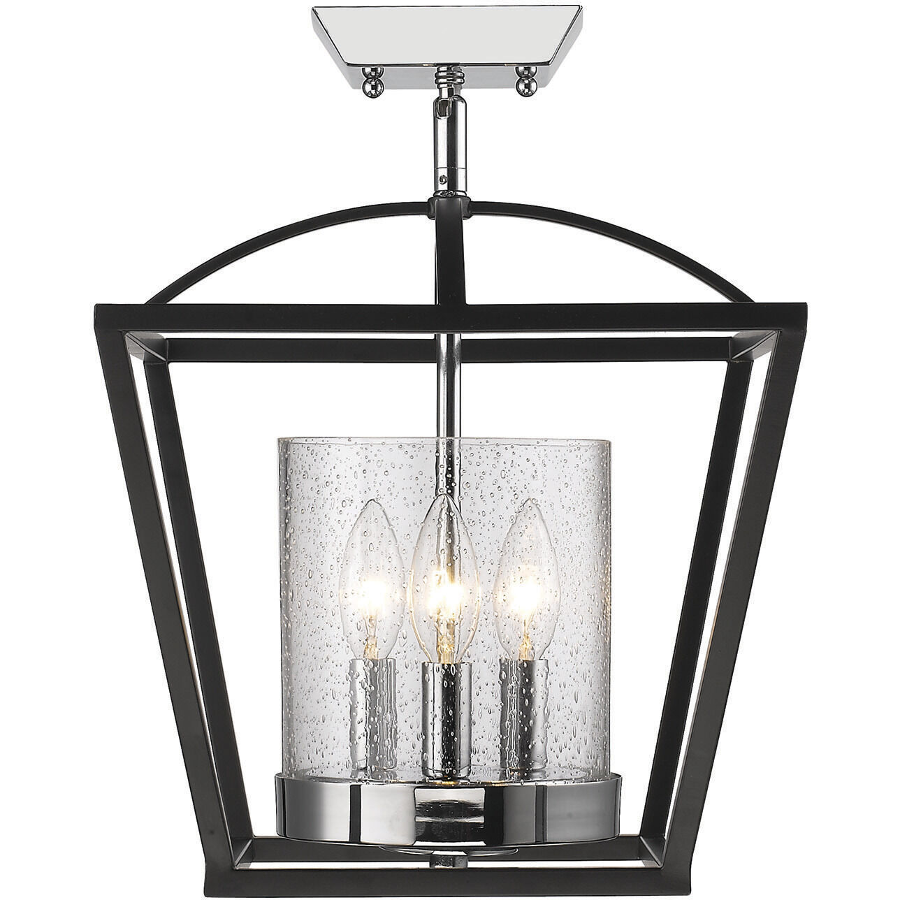 Mercer 11.75 inch 60.00 watt Matte Black/Chrome Chandelier Ceiling Light, Convertible