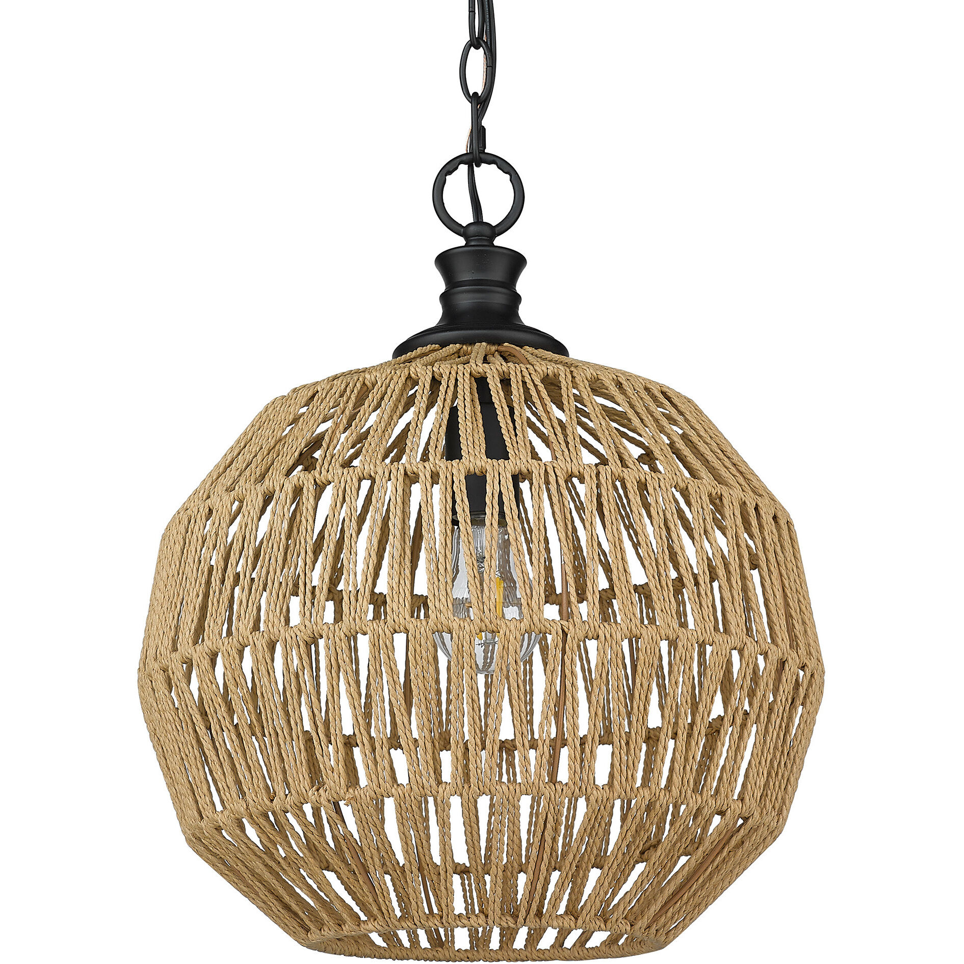 Florence Pendant Ceiling Light in Matte Black, Medium
