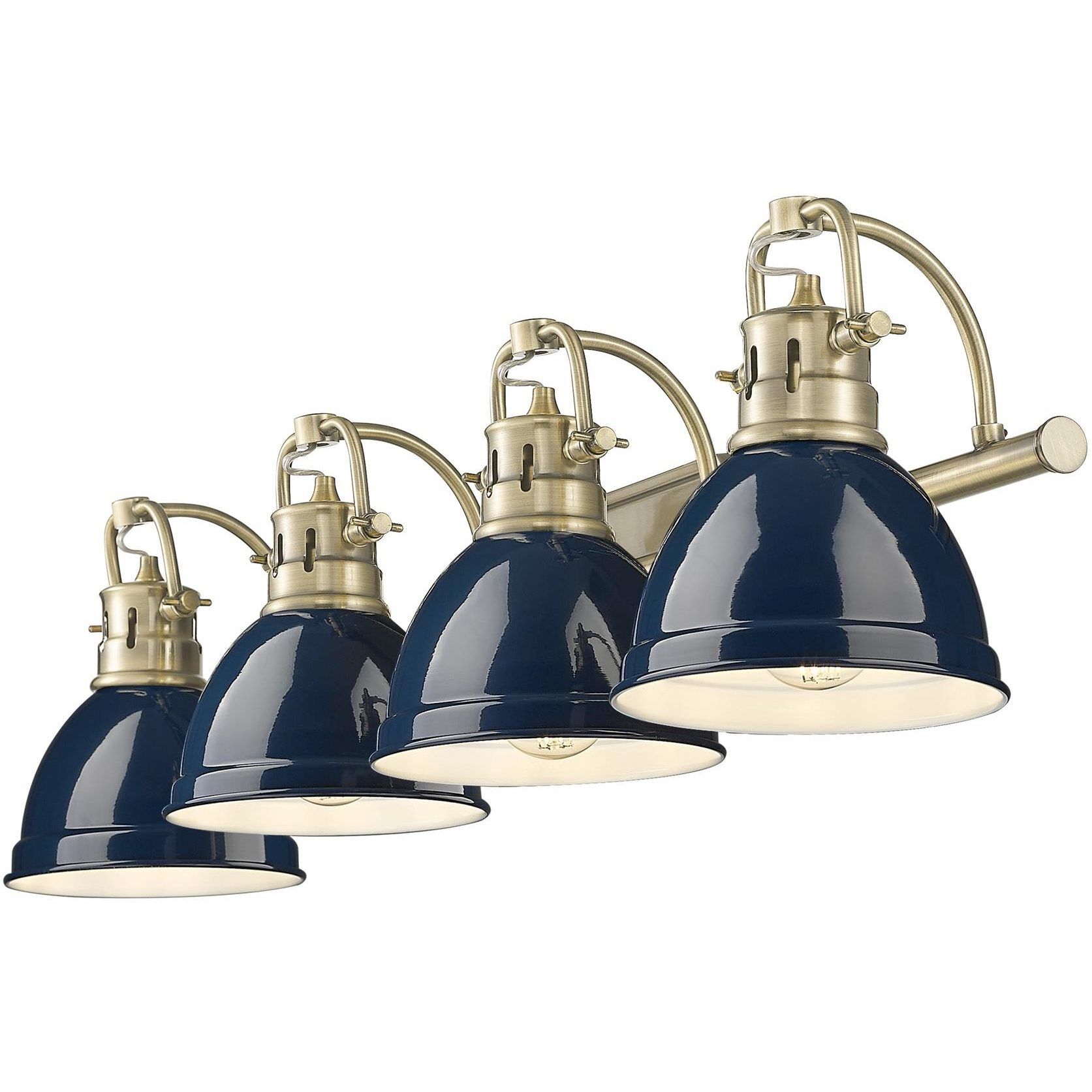 Duncan 4 Light 33.5 inch Aged Brass Bath Vanity Light Wall Light in Matte Navy