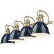 Duncan 4 Light 33.5 inch Aged Brass Bath Vanity Light Wall Light in Matte Navy
