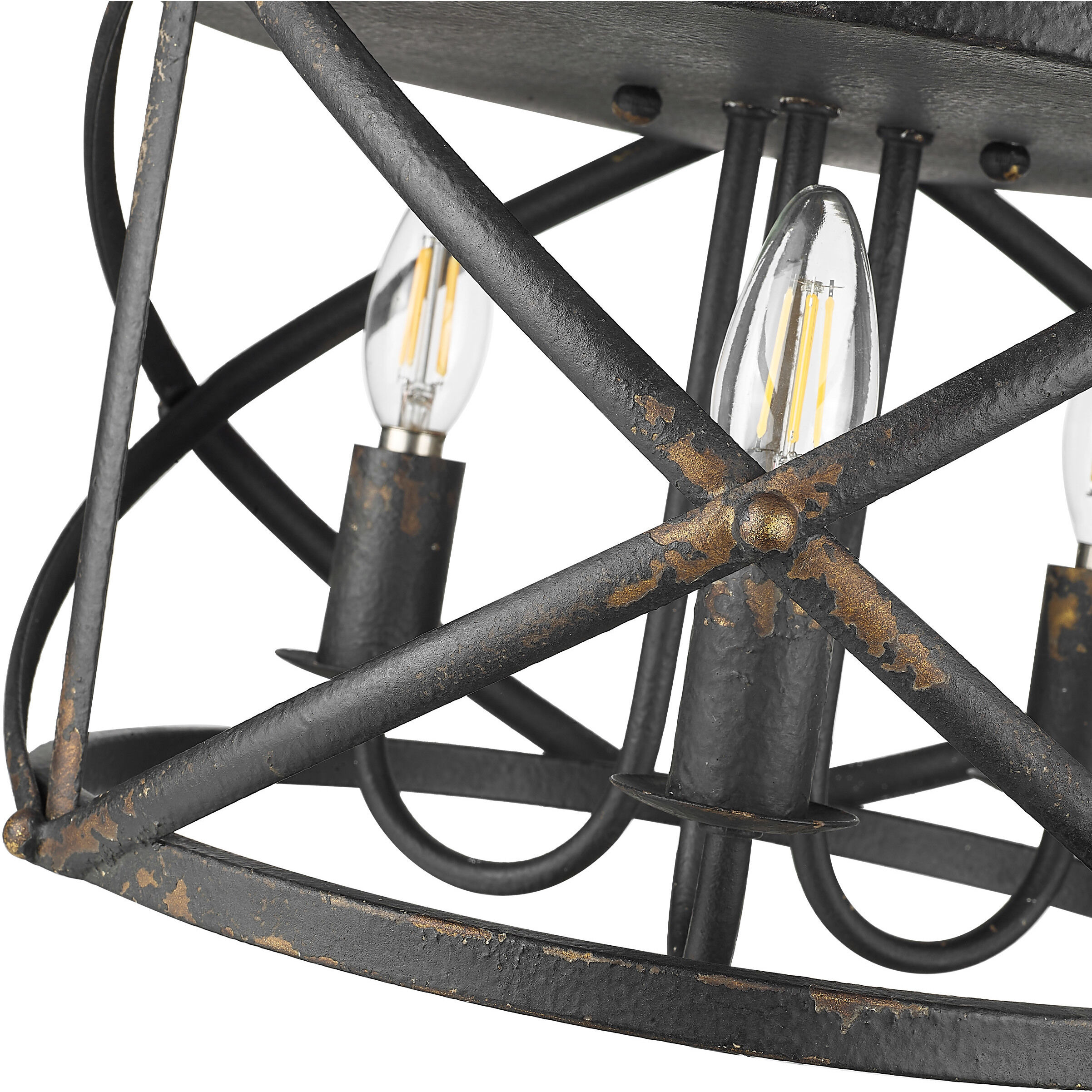 Alcott 3 Light 15 inch Antique Black Iron Flush Mount Ceiling Light