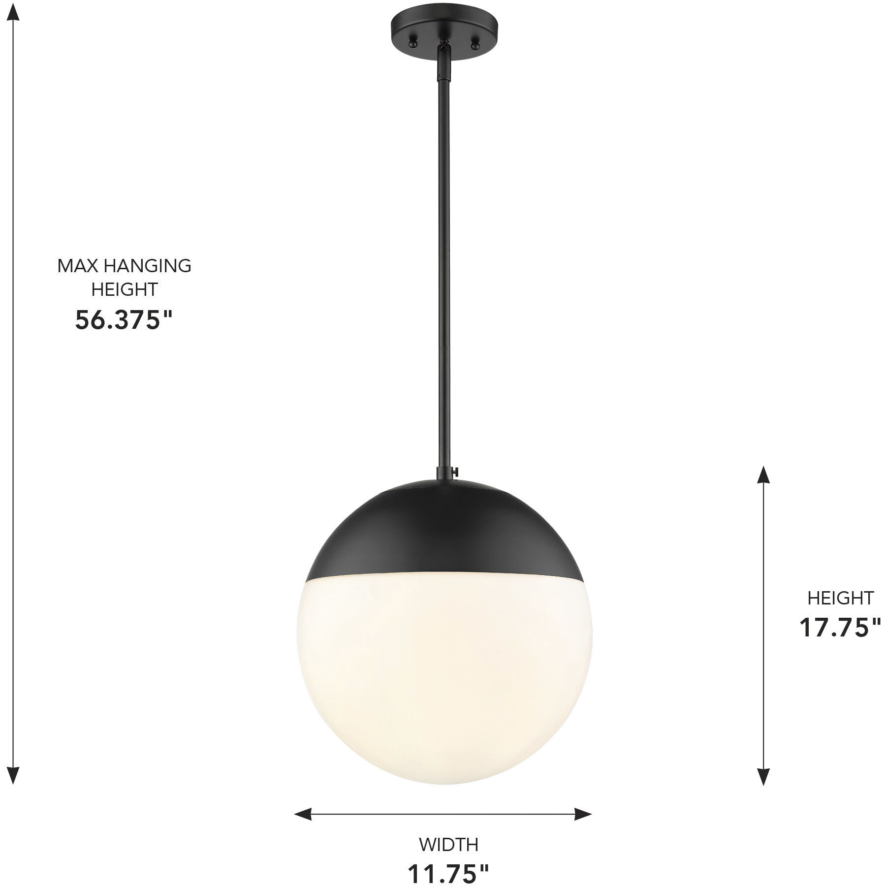 Dixon Pendant Ceiling Light in Matte Black, Large