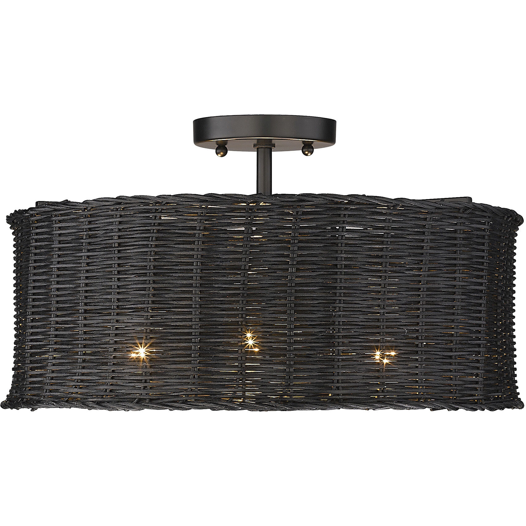 Erma 3 Light 16.38 inch Matte Black Semi-Flush Mount Ceiling Light