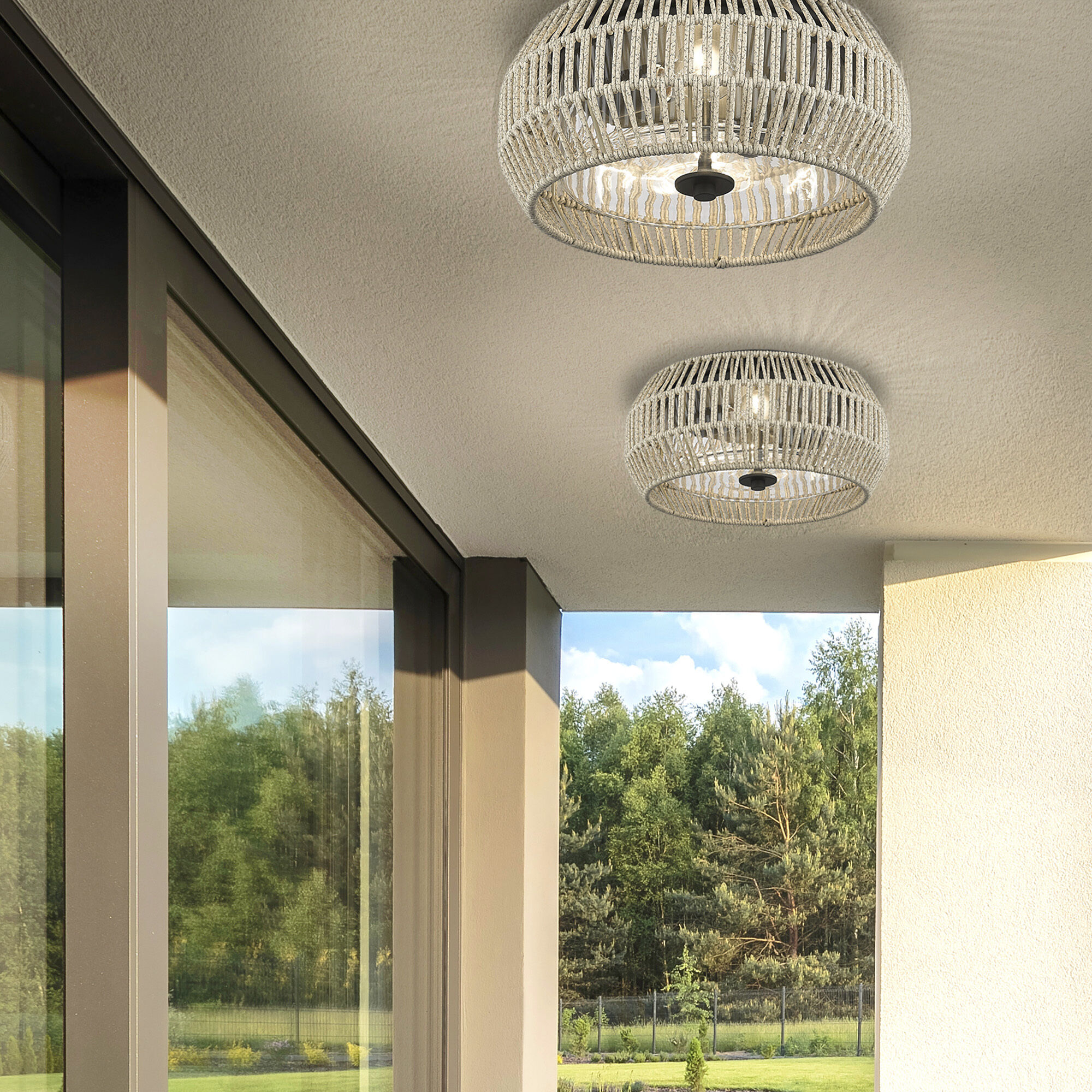 Seabrooke 2 Light 6.63 inch Natural Black Outdoor Ceiling