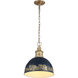 Alison 1 Light 12 inch Vintage Gold Pendant Ceiling Light in Antique Matte Navy