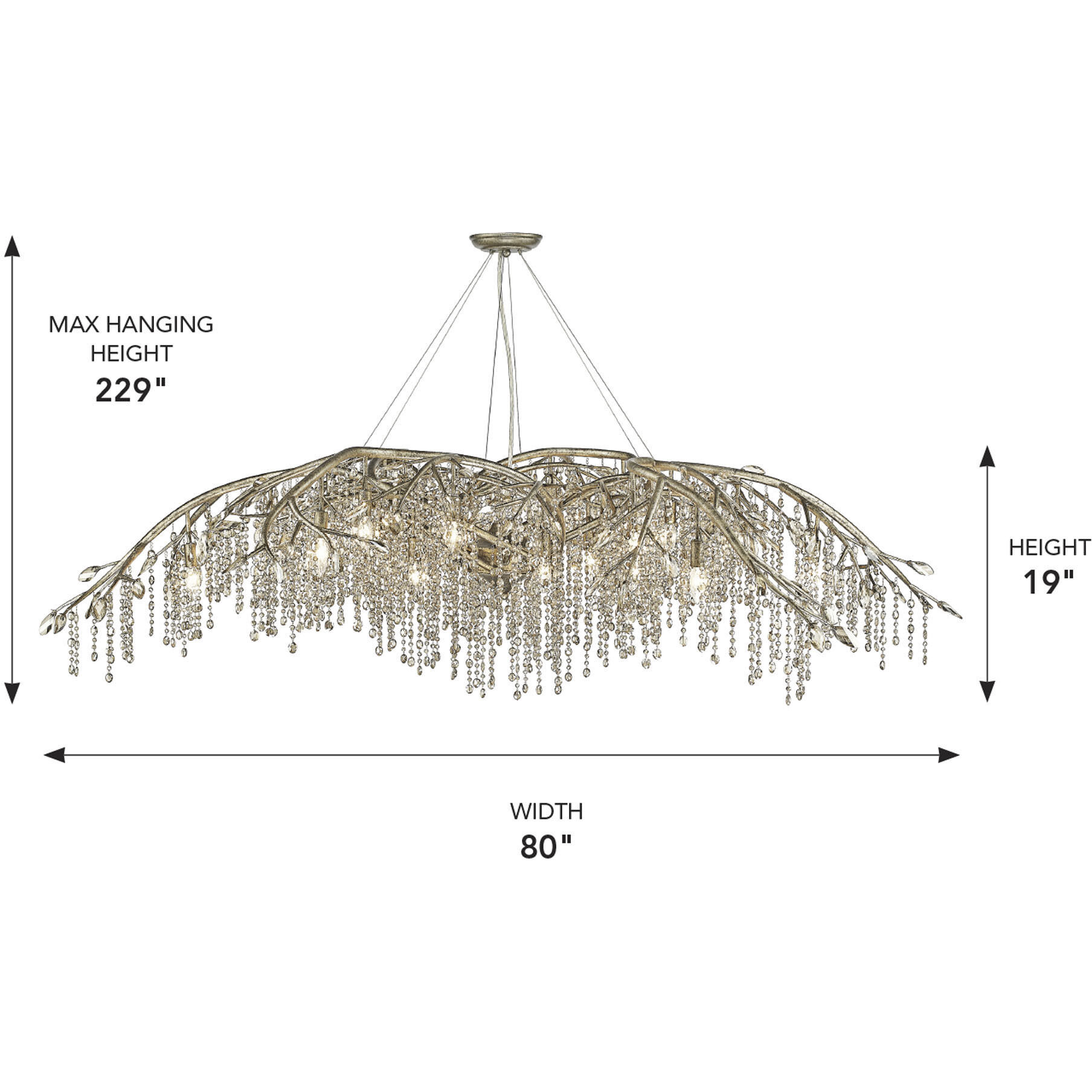 Autumn Twilight 24 Light 80 inch Mystic Gold Chandelier Ceiling Light, Large
