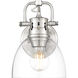 Yep Duncan Vanity Wall Light in Pewter, Clear Glass