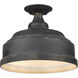 Keating 3 Light 13.75 inch Antique Black Iron Semi-Flush Mount Ceiling Light