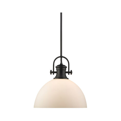 Hines 1 Light 14 inch Matte Black Pendant Ceiling Light in Opal Glass, Large