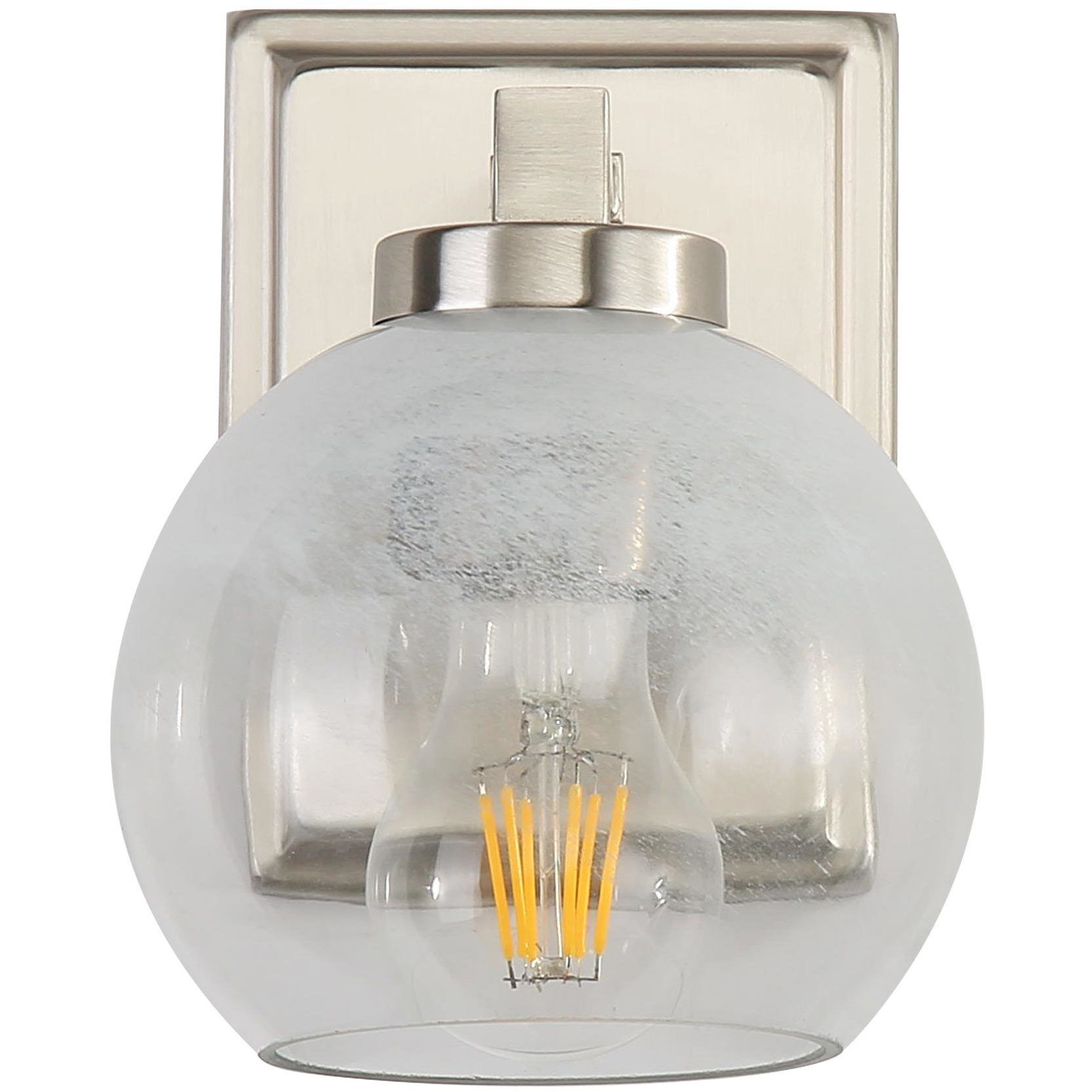 Yep Elliott Vanity Wall Light in Pewter, Clear Glass