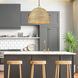 Rue 8 Light 27 inch Matte Black Pendant Ceiling Light in Woven Sweet Grass