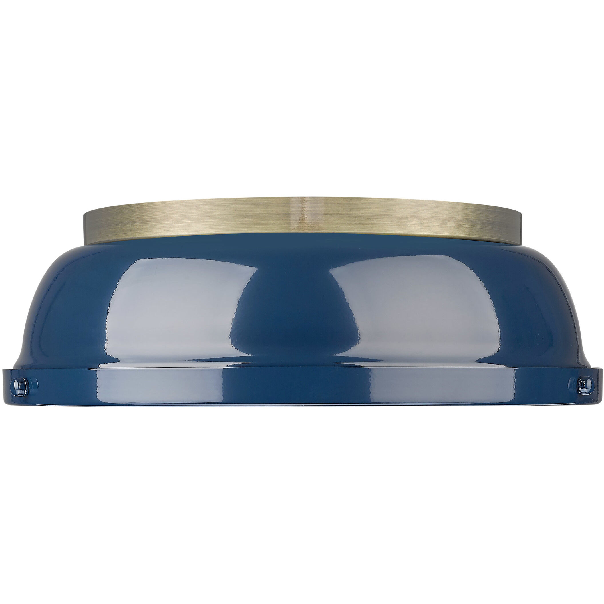 Yep Duncan 2 Light 14 inch Aged Brass Flush Mount Ceiling Light in Navy