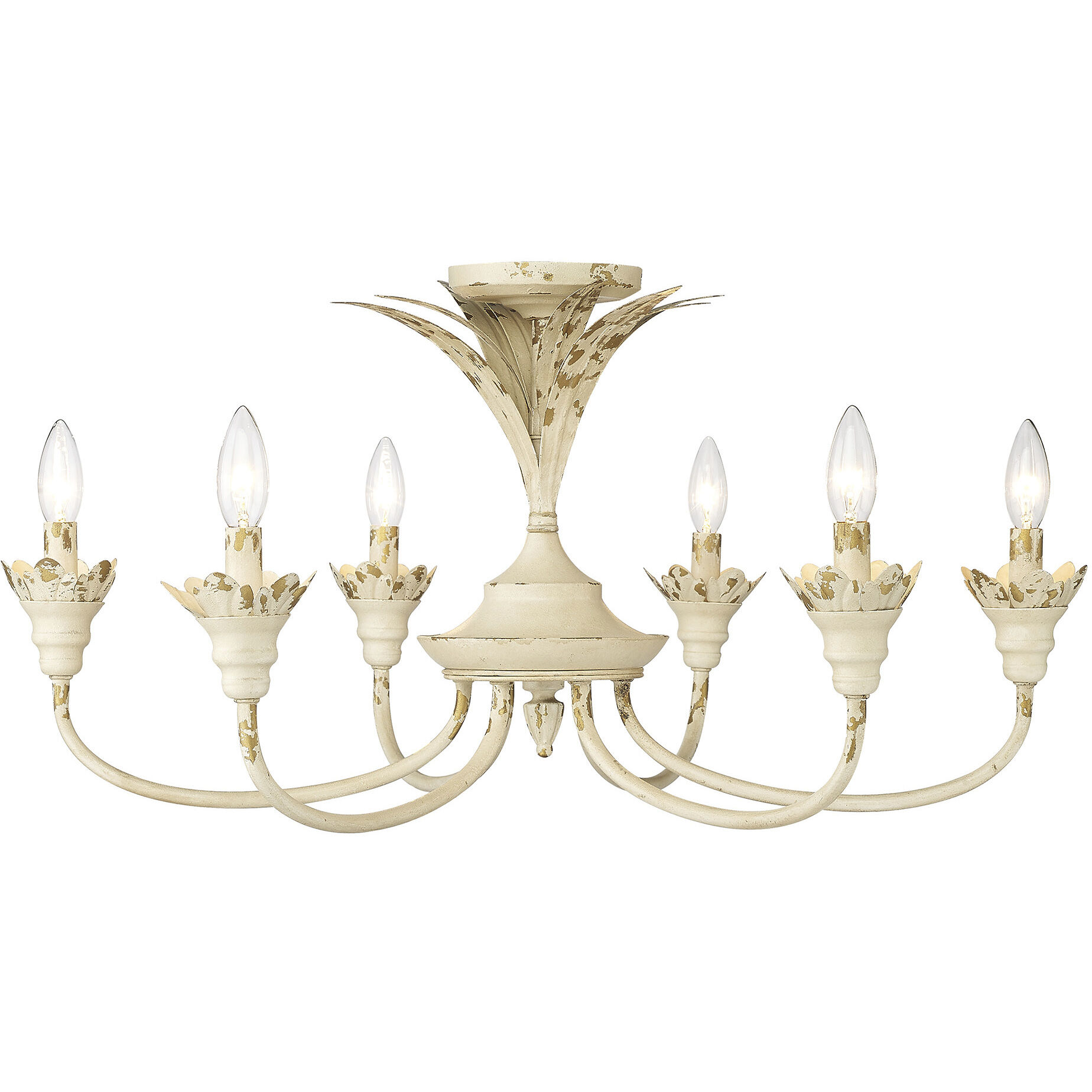 Lillianne 6 Light 28.5 inch Antique Ivory Semi-Flush Mount Ceiling Light