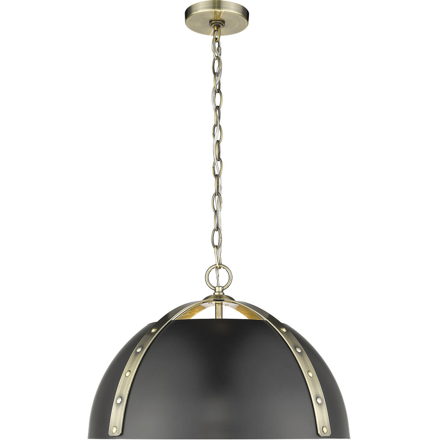 Aldrich Pendant Ceiling Light in Aged Brass, Matte Black