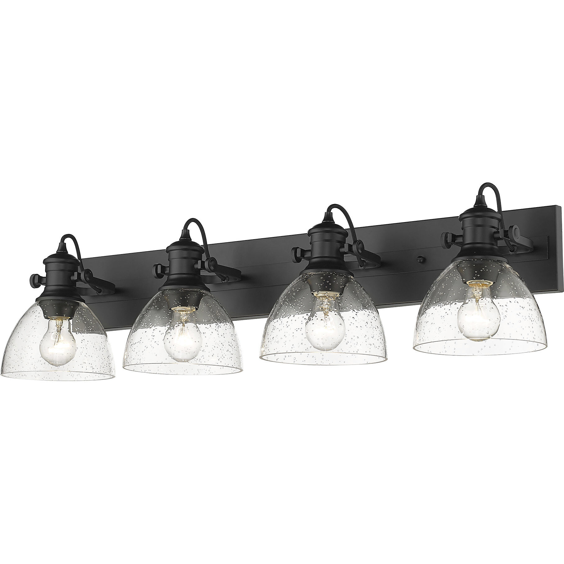 Yep Hines Vanity Wall Light in Matte Black, Seeded Glass