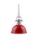Duncan 1 Light 14 inch Chrome Pendant Ceiling Light in Red, Large