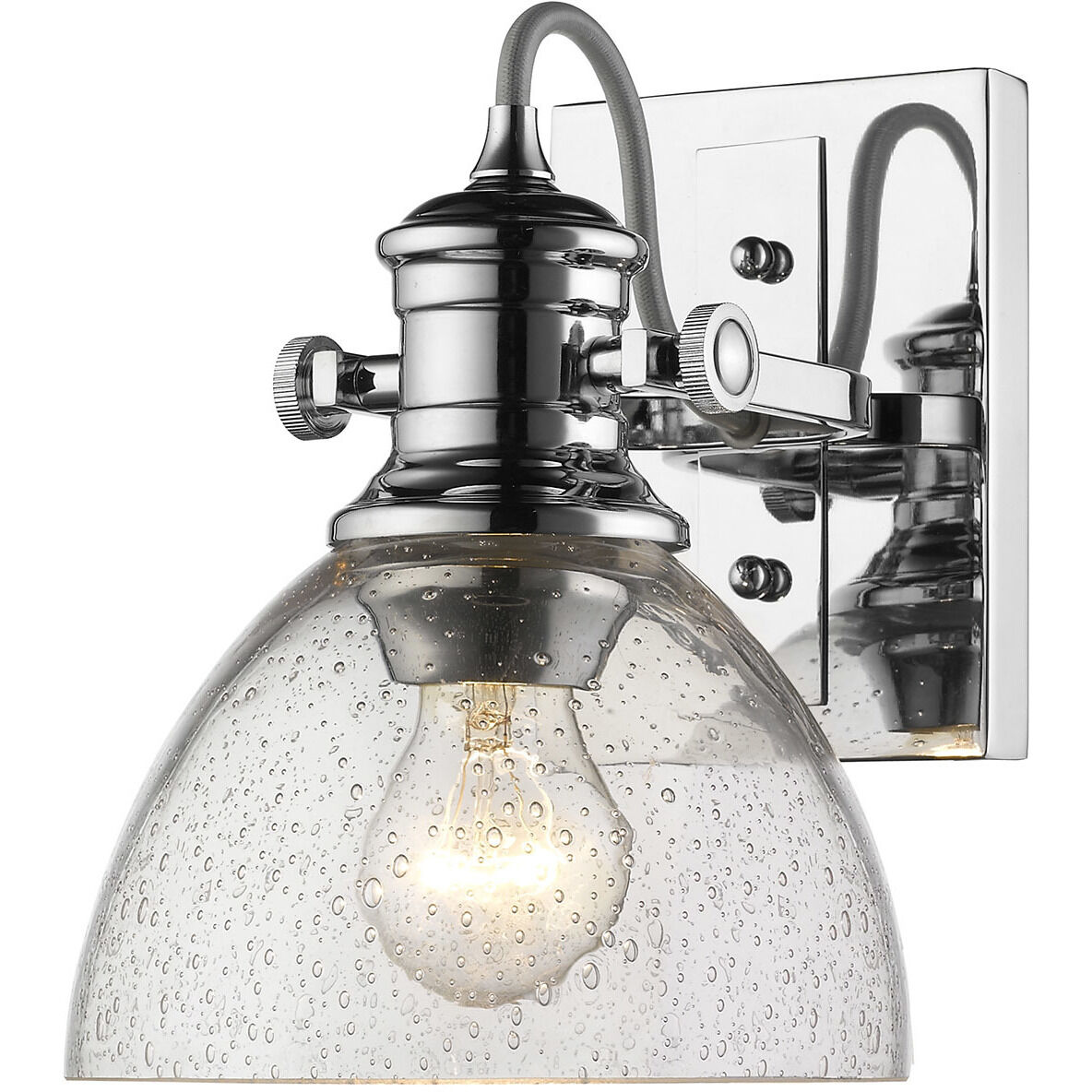 Yep Hines 1 Light 6.88 inch Chrome Semi-Flush Mount Ceiling Light in Seeded Glass, Damp