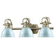 Duncan 3 Light 24.5 inch Aged Brass Bath Vanity Light Wall Light in Seafoam