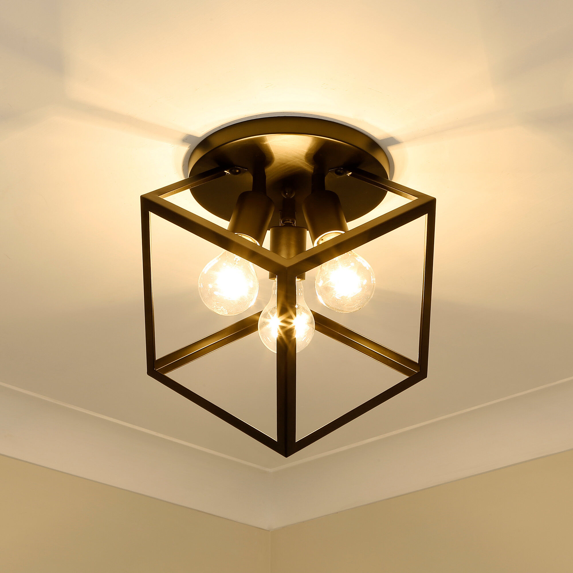 Cassio 3 Light 13.13 inch Matte Black Semi-Flush Mount Ceiling Light