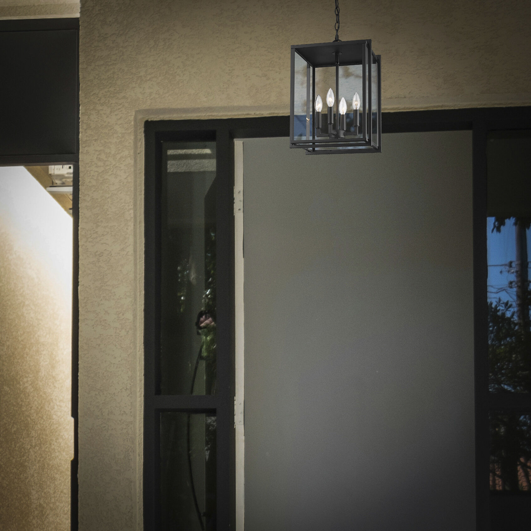 Tribeca 4 Light 12 inch Natural Black Outdoor Pendant