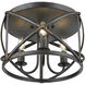 Alcott 3 Light 15 inch Antique Black Iron Flush Mount Ceiling Light