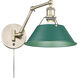 Yep Orwell 1 Light 10 inch Aged Brass Swing Arm Wall Lamp Wall Light in Pine Green