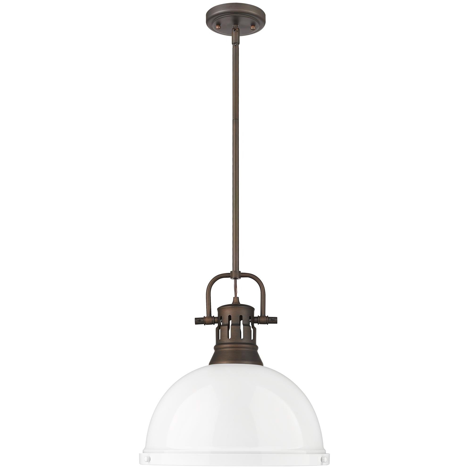 Yep Duncan 1 Light 14 inch Rubbed Bronze Pendant Ceiling Light in White