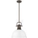 Yep Duncan 1 Light 14 inch Rubbed Bronze Pendant Ceiling Light in White