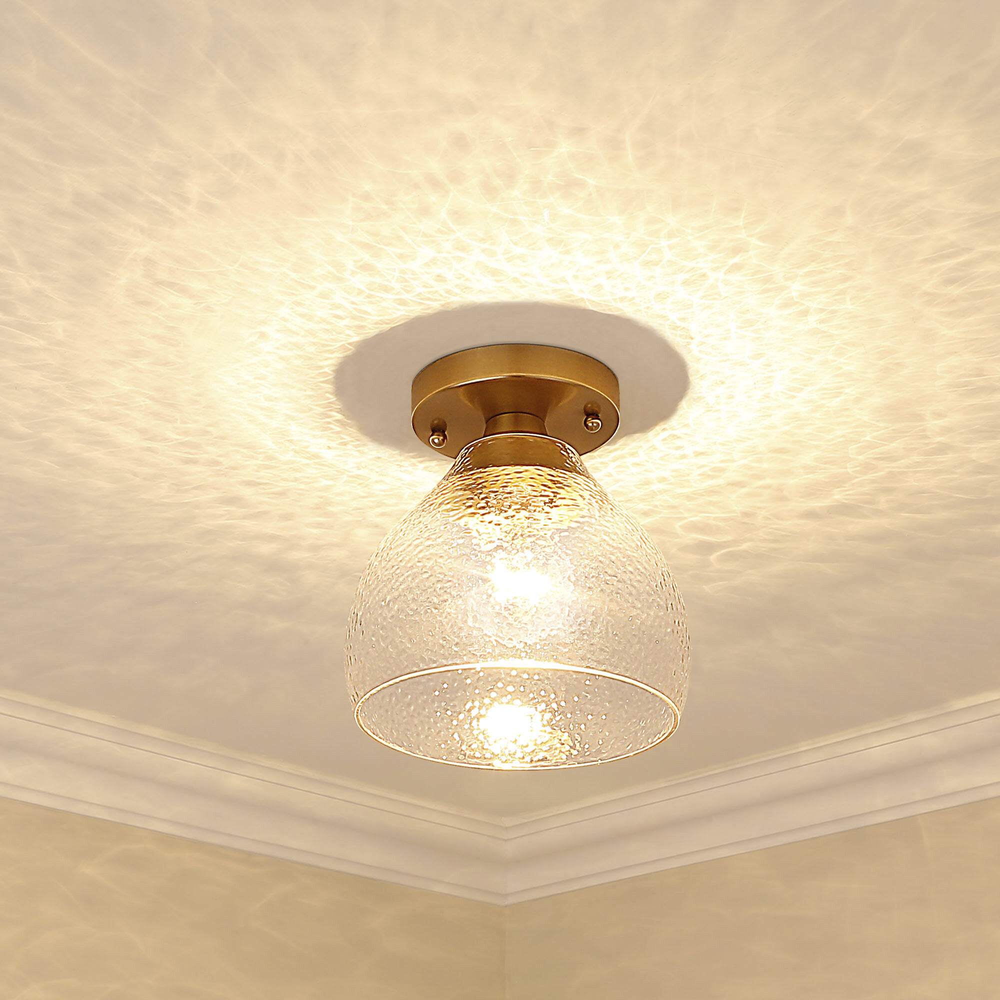 Ariella 1 Light 7.38 inch Brushed Champagne Brass Semi-Flush Mount Ceiling Light