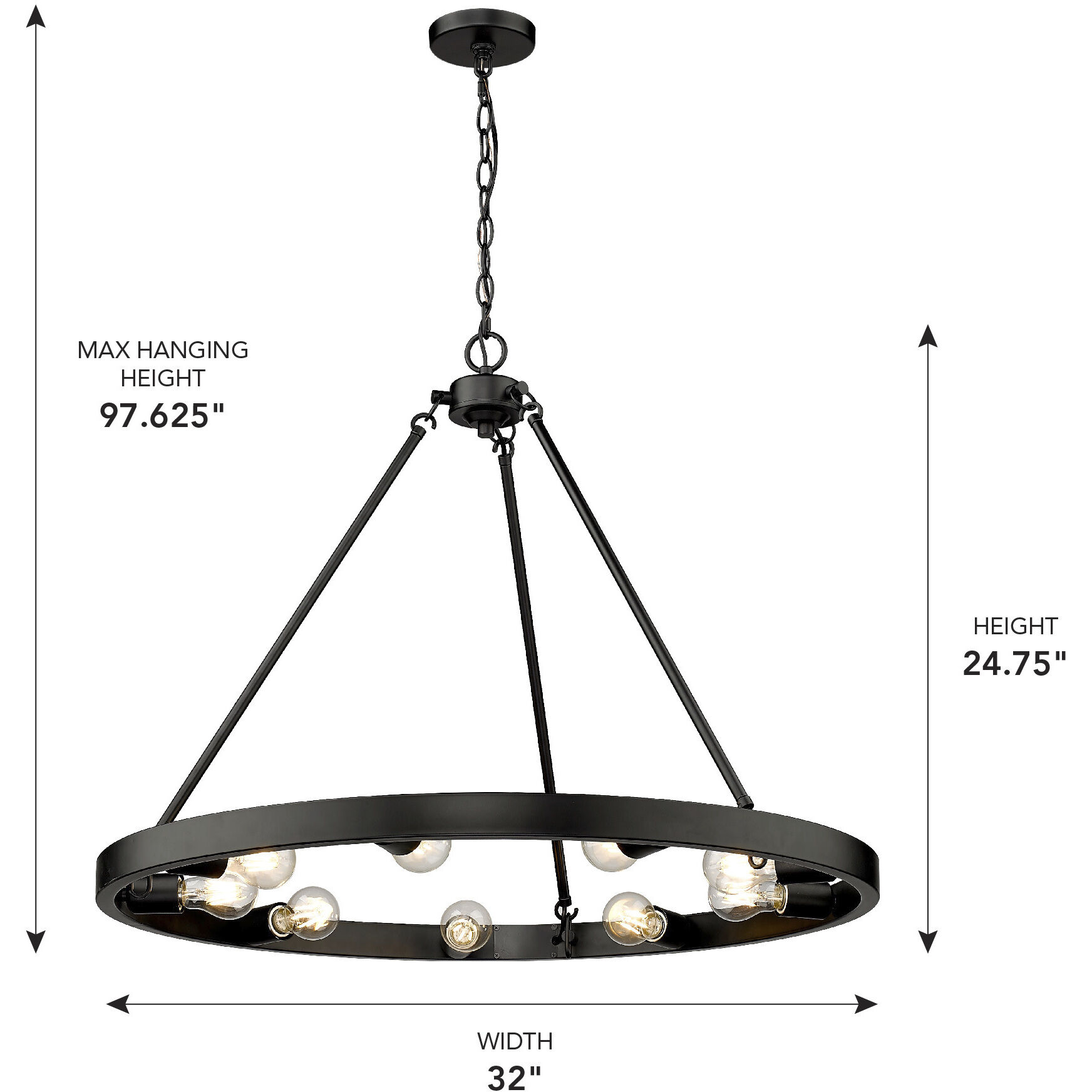 Castile 9 Light 32 inch Matte Black Chandelier Ceiling Light