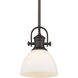 Hines 1 Light 7 inch Rubbed Bronze Mini Pendant Ceiling Light in Opal Glass