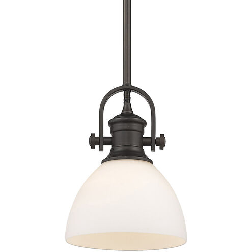 Hines 1 Light 7 inch Rubbed Bronze Mini Pendant Ceiling Light in Opal Glass