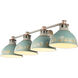 Kinsley 4 Light 39.38 inch Aged Galvanized Steel Bath Vanity Light Wall Light in Antique Teal