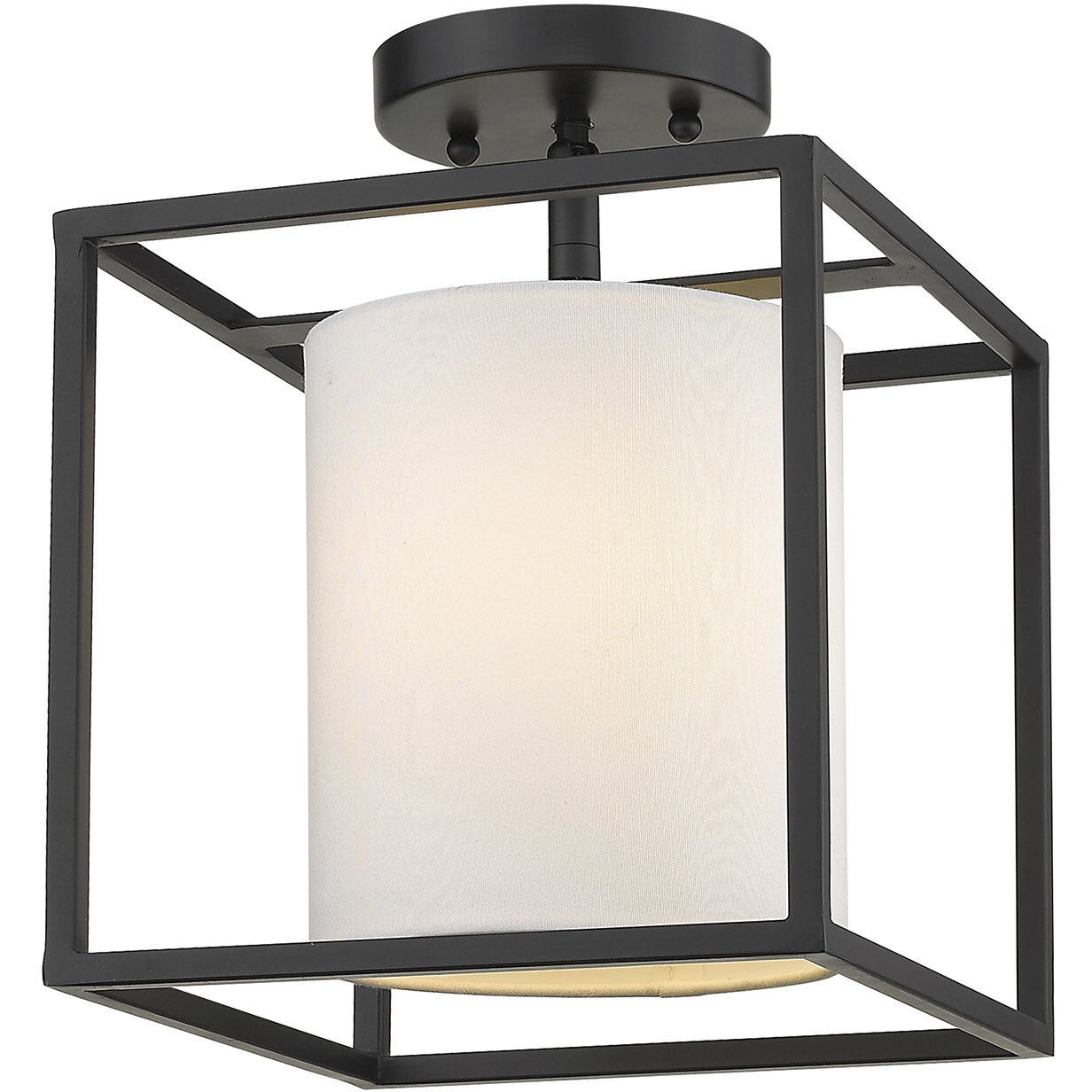 Manhattan 1 Light 9 inch Matte Black Semi-Flush Mount Ceiling Light, Damp