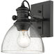 Yep Hines 1 Light 6.88 inch Matte Black Adjustable Semi-Flush Mount Ceiling Light in Seeded Glass, Damp